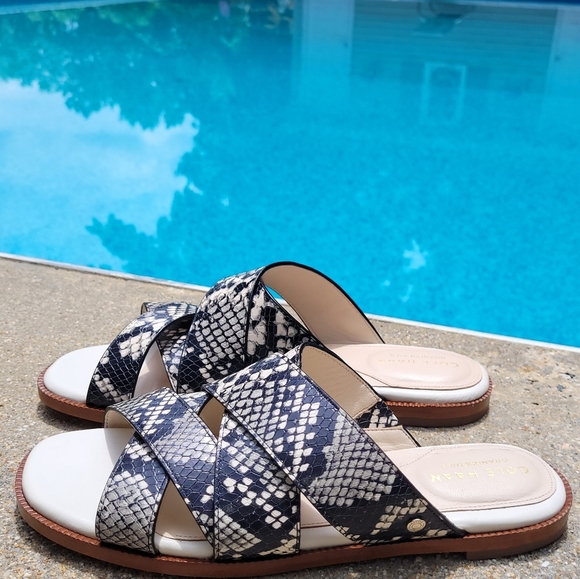 Cole Haan Other - Cole Haan Winona Snakeskin-Print Leather Slide Sandals Sz 7.5 (originally $140)
